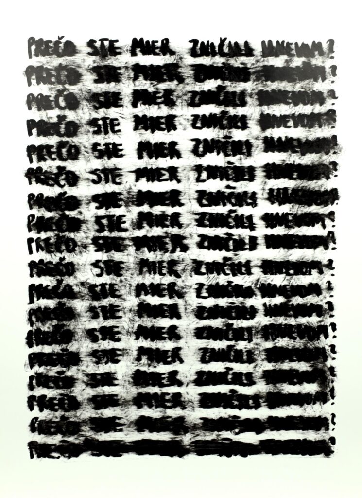 Obrázek díla Prečo ste mier zničili hnevom? (Z cyklu Otázky) od Erika Kovačičová